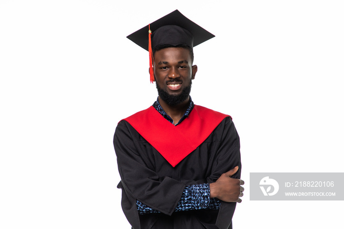 African American man college graduate isolated on white background