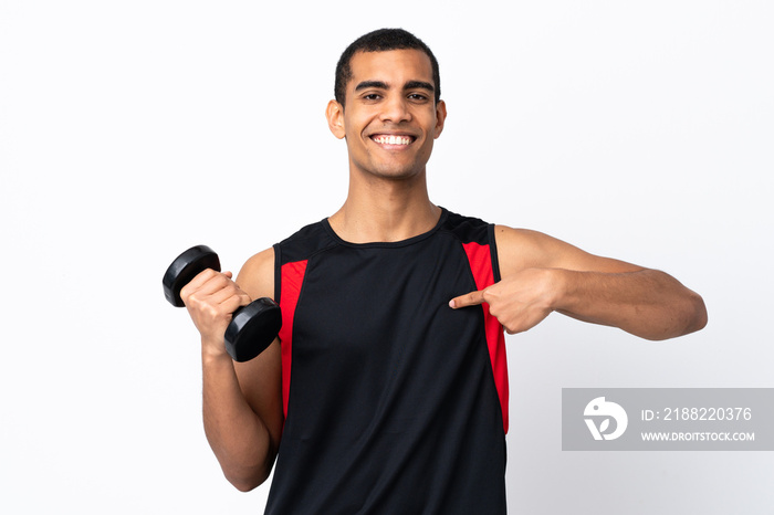 African American sport man over isolated white background with surprise facial expression