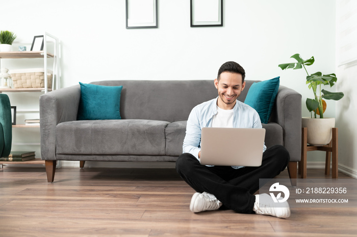 Man working from home with a laptop