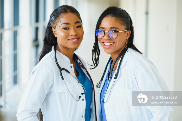 portrait of happy young african american nurses