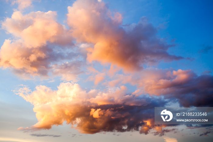 colorful dramatic sky with cloud at sunset