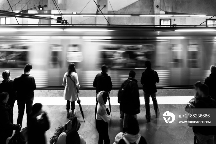 People waiting for the subway. Lisbon