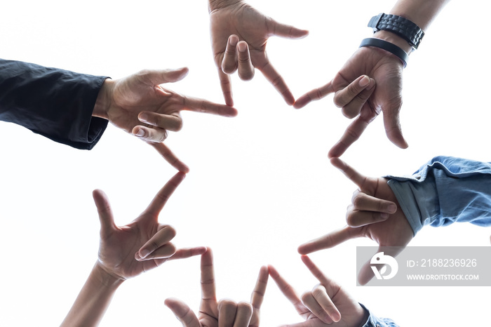 Happy of Hands were a collaboration concept of teamwork on white background