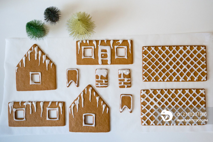 Making of gingerbread house for Christmas or new year