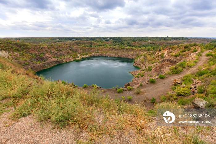 The radon lake near the village of Migiya arose on the site of an old granite quarry.