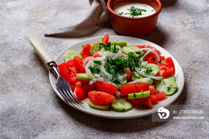 Salad with cucumber and tomato