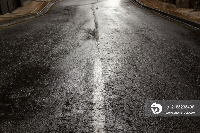 Wet asphalt floor