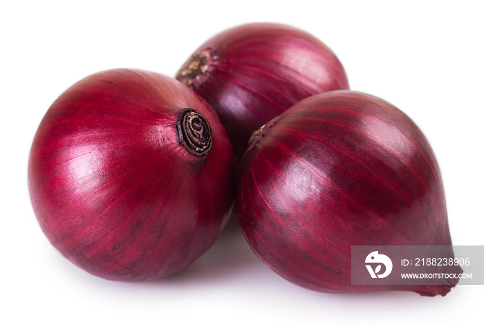 Fresh red onion on white background