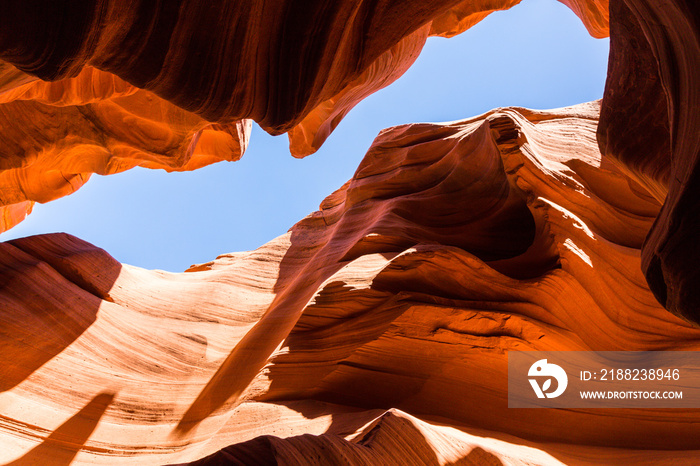 Beautiful abstract red sandstone formations in the Antelope Canyon, Arizona