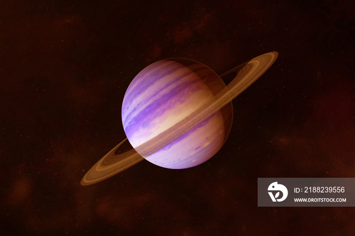 Planet Saturn, in bright colors, on a dark background. Elements of this image were furnished by NASA.