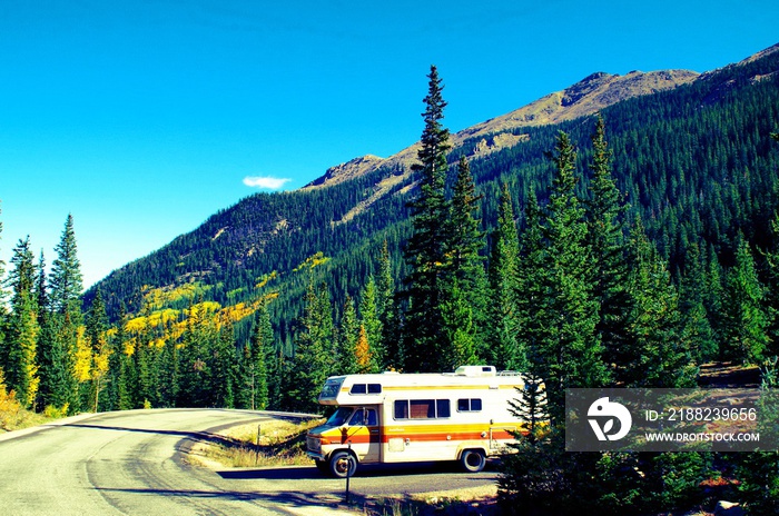 Camper Parked in Mountains of Colorado