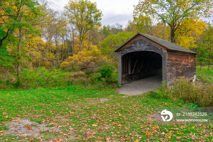 Autumn At Glimmerglass State Park and Hyde Bridge in Cooperstown, New York