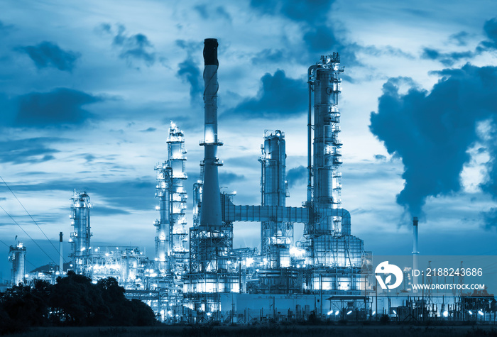 Oil gas refinery plant. May called petroleum, production or petrochemical plant. Industrial factory construction from engineering technology with steel pipe, pipeline, tank. Business for power energy.