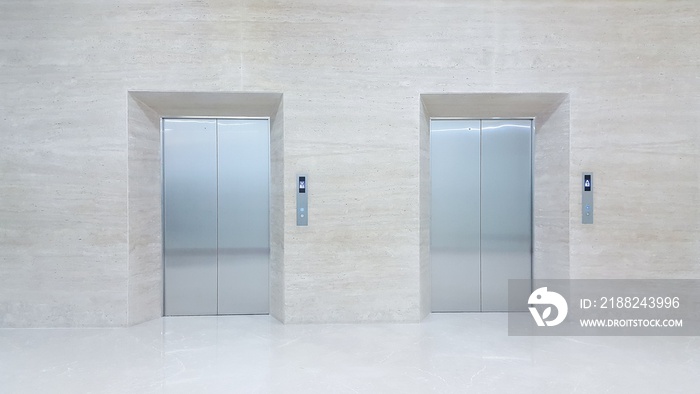 View of modern elevator or lift with closed doors