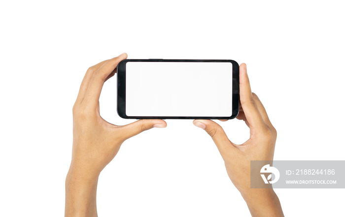 two hands holding smartphone horizontally