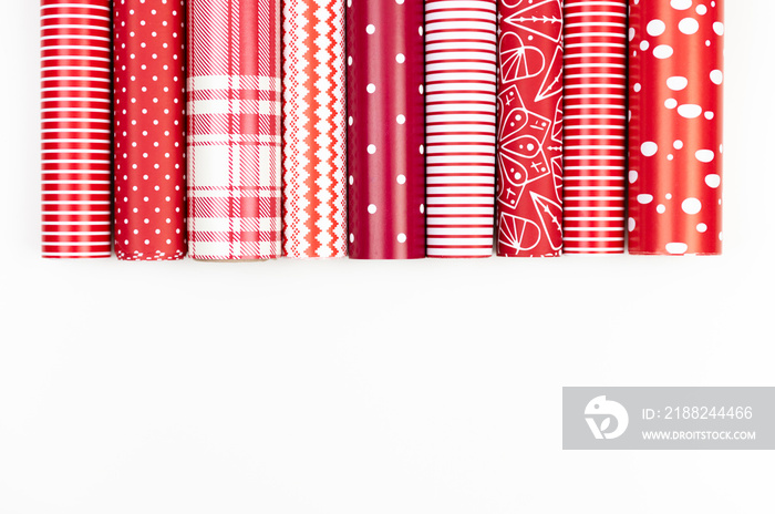 Red and White Gift Wrapping Paper Rolls in Variable Colors