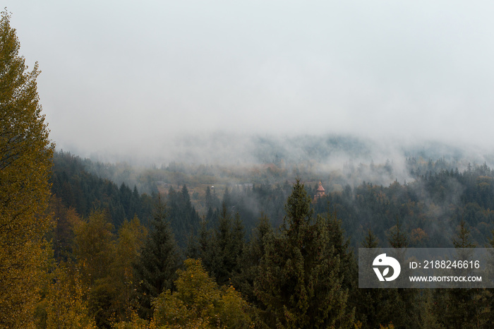 Beautiful mountain landscape in autumn overcast weather