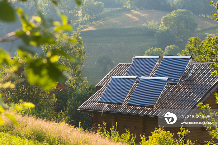 Solar panels on the roof of private home,  solar energy