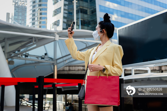 woman shopping in city