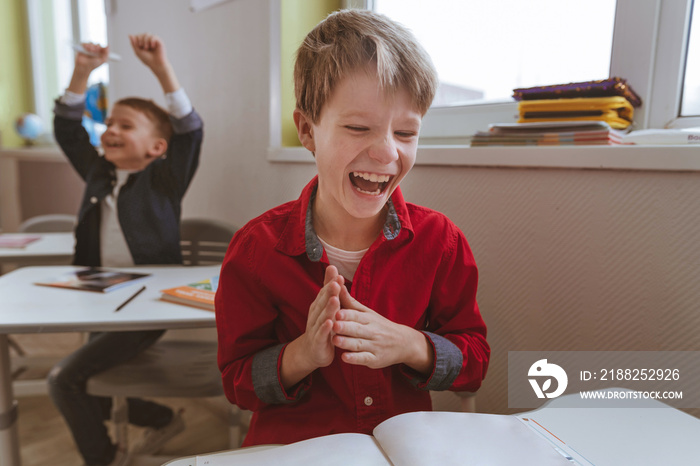 Elementary school students learning in the classroom