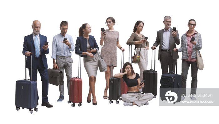 Group of diverse people traveling