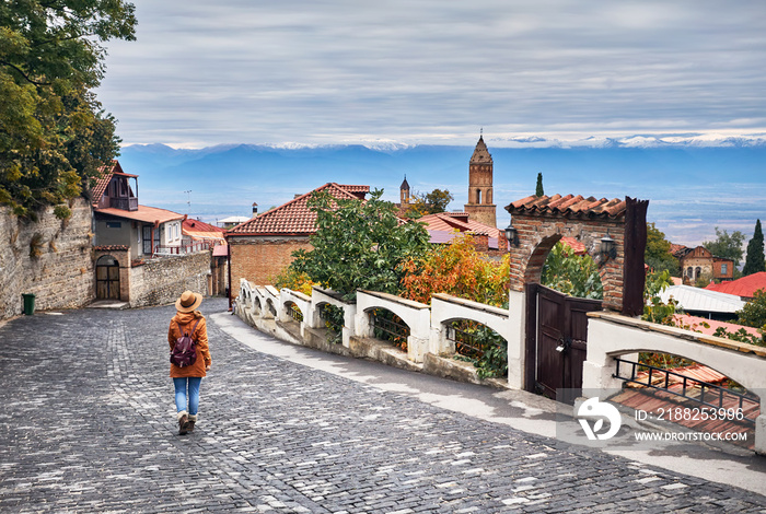 Woman in Signagi town in Georgia