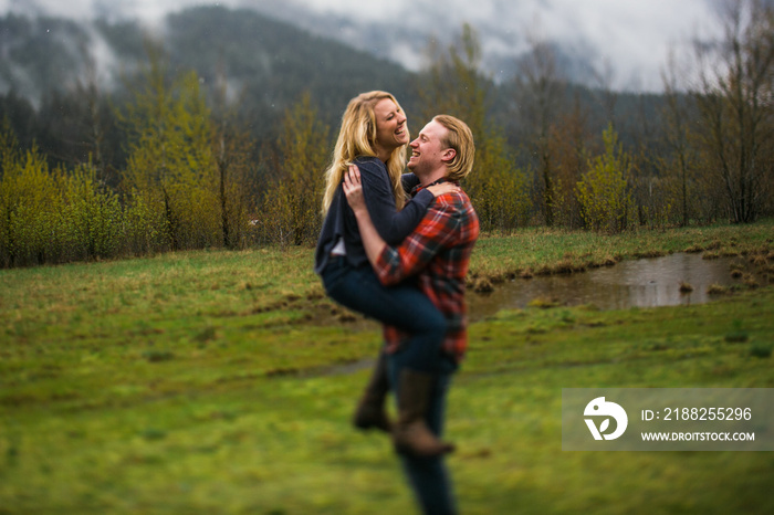 Attractive Young Blond Couple in the Pacific Northwest