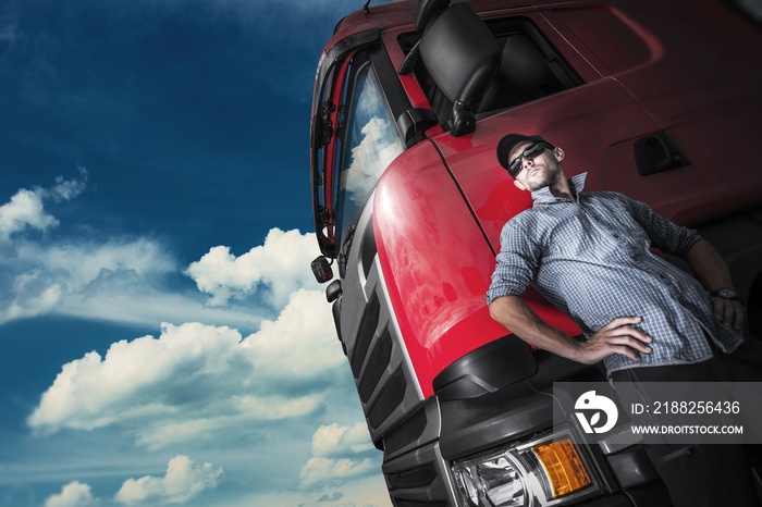 Proud Trucker and His Truck