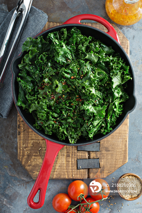 Sauteed kale with chili flakes