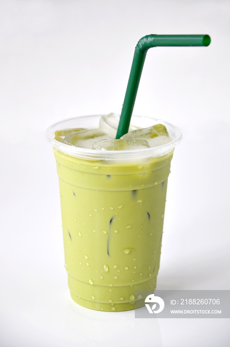 Iced Green Tea Cup with Green Straw