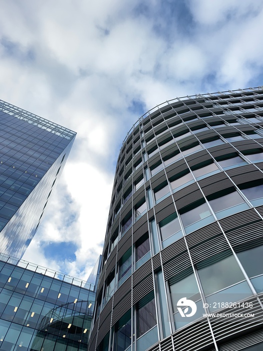 Modern architecture and landmark buildings in Manchester City centre.