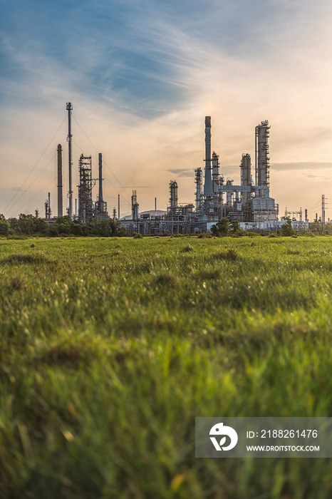 Oil refinery plant area at sunrise