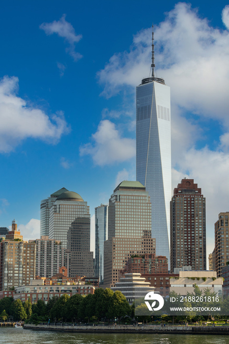 Cloudy sky view of the financial and shopping center in downtown Manhattan