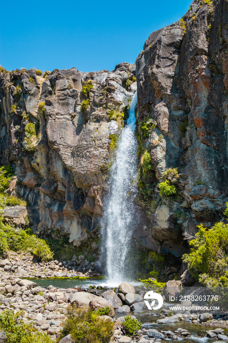 Taranaki falls on a beautiful summer day.