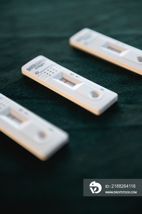 Negative covid rapid self test with product box