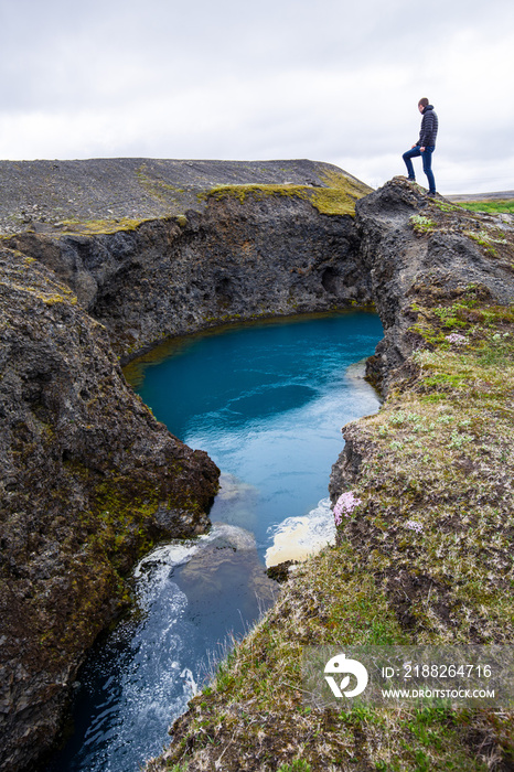 Sigoldufoss Waterfall in Landmannalaugar region, Southern Iceland