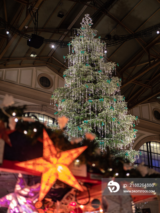 Traditional Christmas tree at the railway station in Zurich