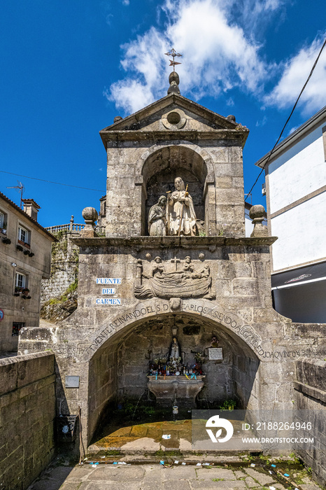 Carmen fountain located in Padron, Galicia, Spain on the way to St. James pilgrimage route