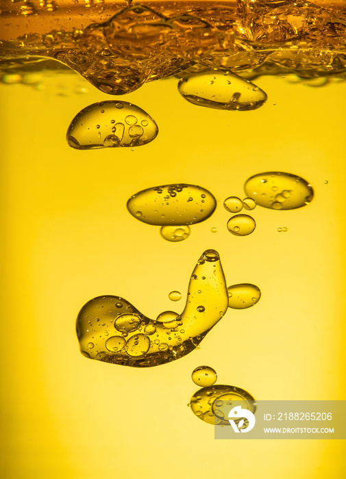 golden yellow bubble oil, abstract background