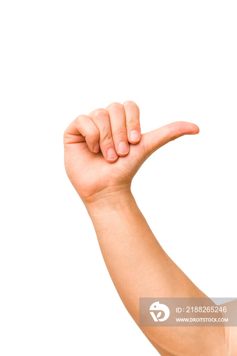 caucasian hands gesturing isolated on a white background