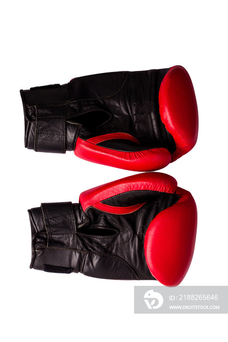 Red boxing gloves isolated on white background