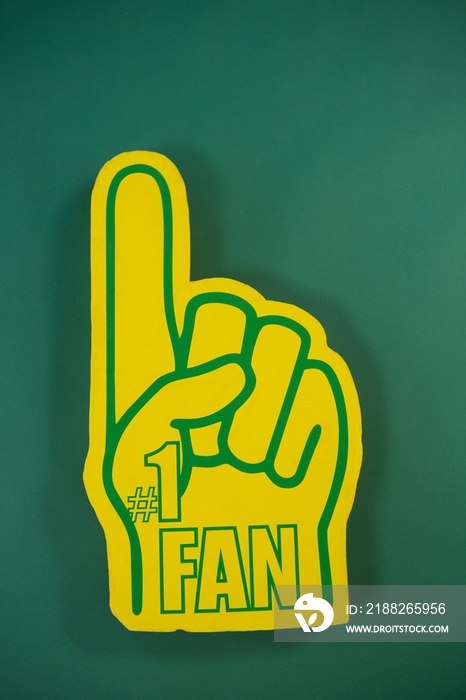 Foam hand on green background