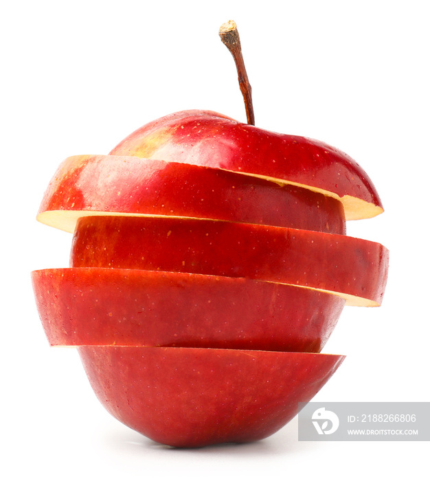 Sliced fresh apple on white background