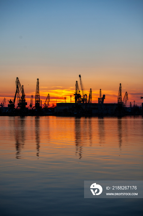 Sea Port  industry  sunset