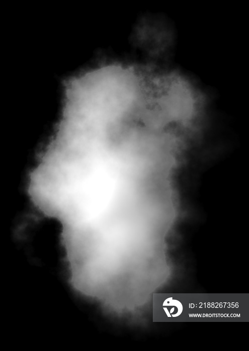 Cloud - white, single, isolated on black background