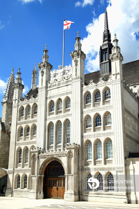 The Guildhall London England UK a 15th century medieval building home of the City of London Corporation which was used as a town hall for hundreds of years and is a popular tourism travel destination