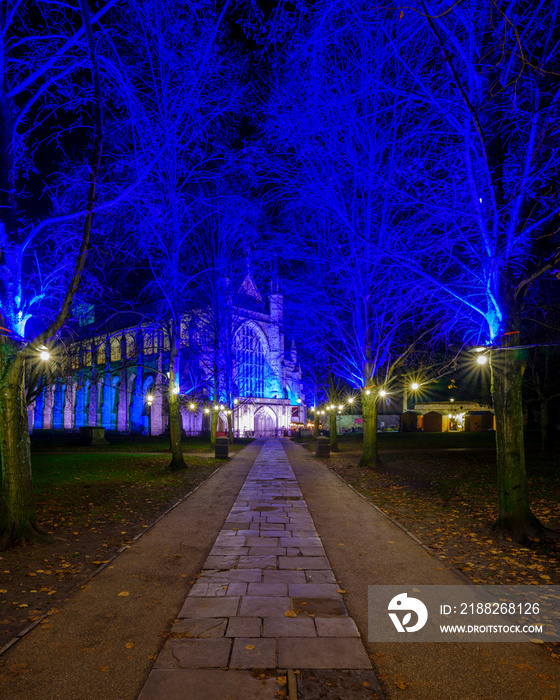 Winchester Cathedral by night