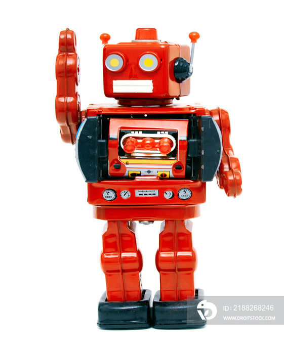 retro red robot says hi transparent