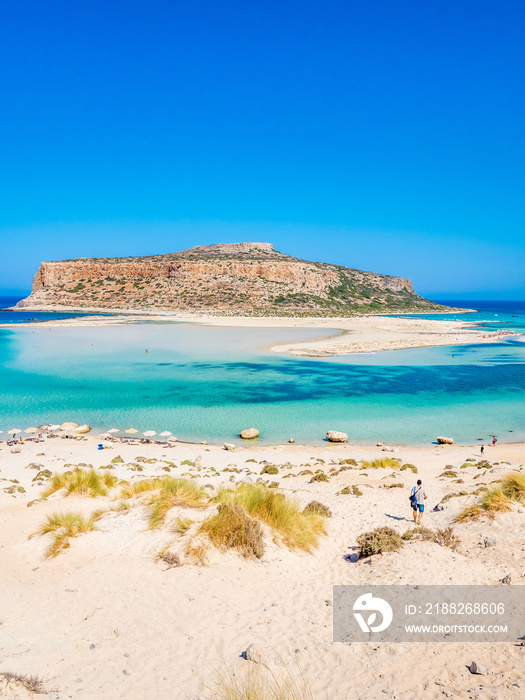 Crete, Greece: Balos lagoon paradisiacal view of beach and sea