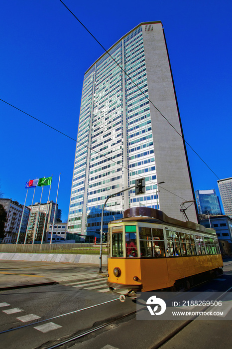 Milano, Tram,  Grattacielo Pirelli, Lombardia, Italia, Italy